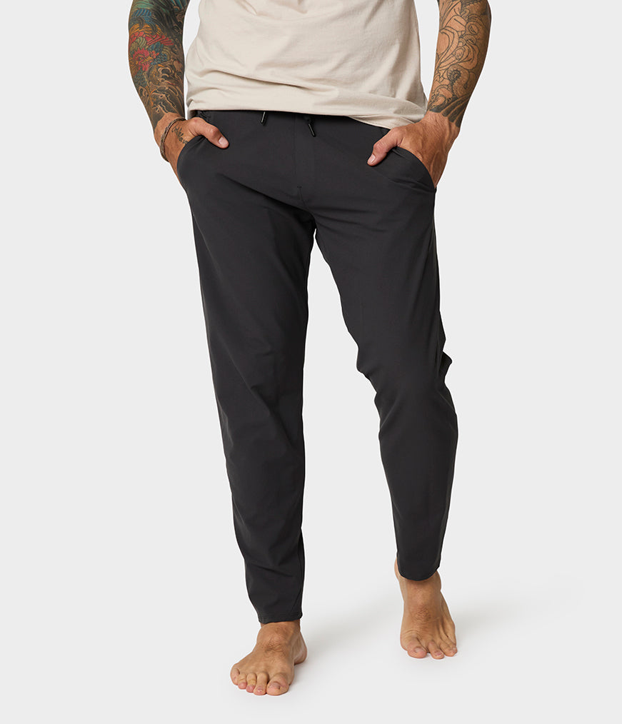 yoga dress for mens MOSCOW - Black Yoga Jumpsuit: Men's Long Sleeve Activewear