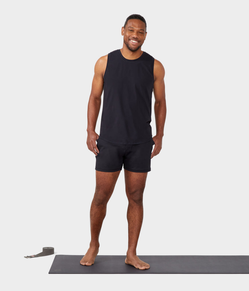 Hot yoga shorts men, black